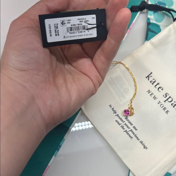 Kate Spade Gold Chain with Pink Gem - Picture 5 of 7